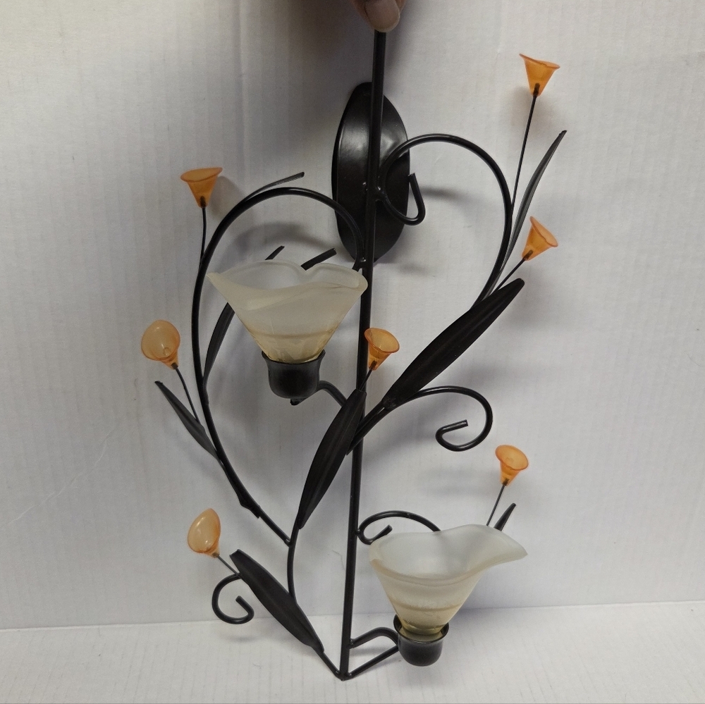 Koehler Decorative Amber-colored Lily Tealight Wall Sconce